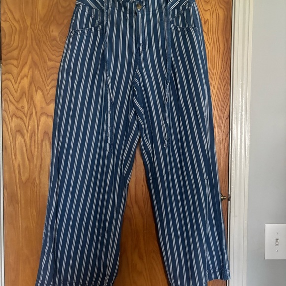 American Eagle Striped Blue Wide-Leg Pants Size 10 - Picture 8 of 8